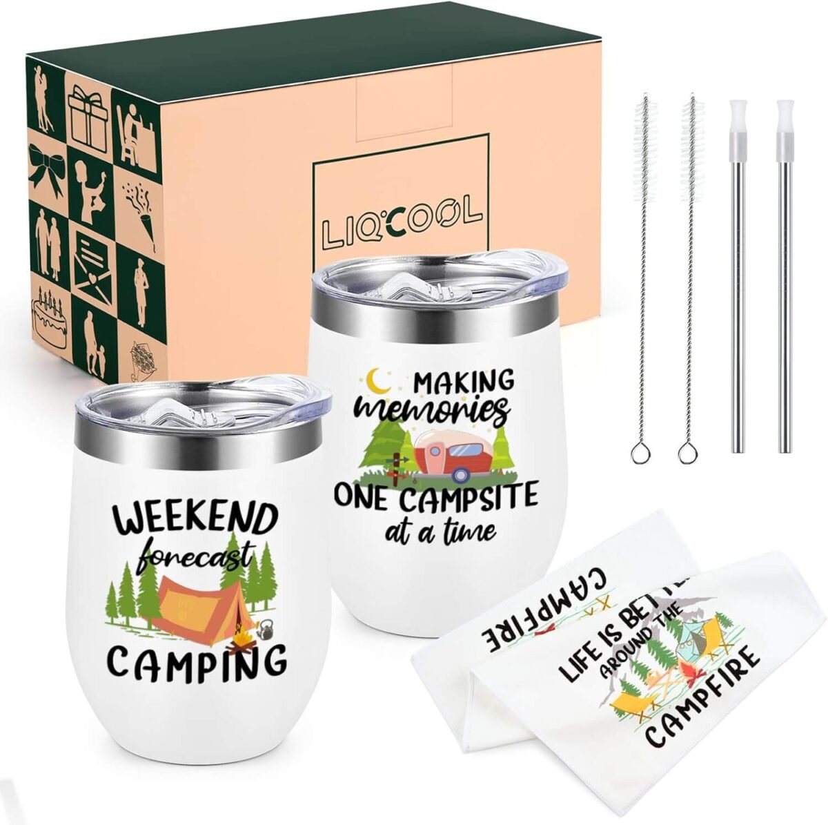 two piece camping tumbler set couple gift.