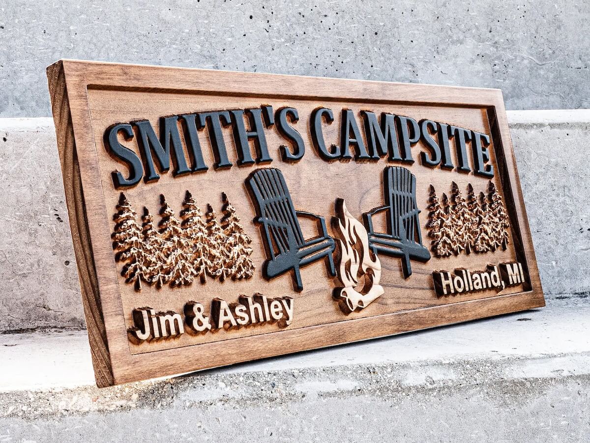 personalised camping sign.