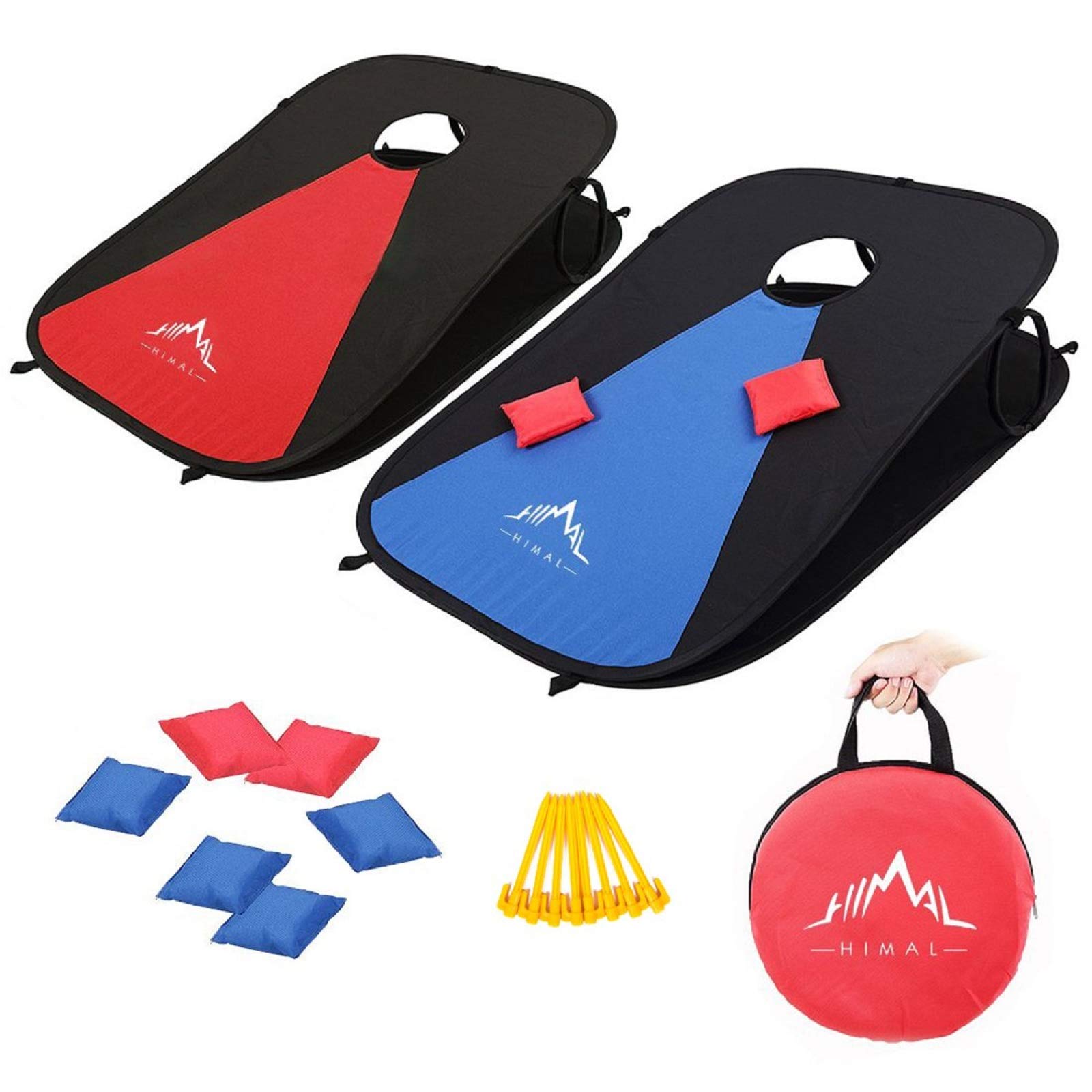 HIMAL Collapsible Portable Corn Hole Boards With 8 Cornhole Bean Bags