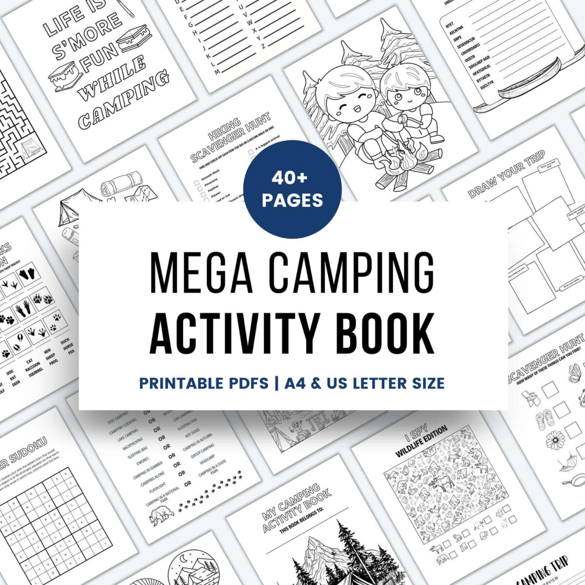 mega printable camping activity book for kids.