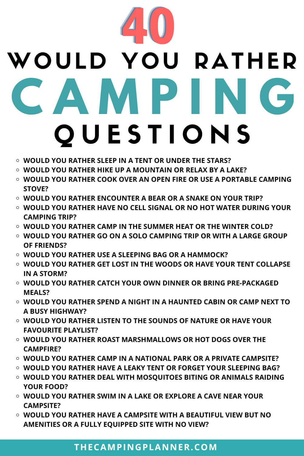 camping would you rather questions for your campfire.
