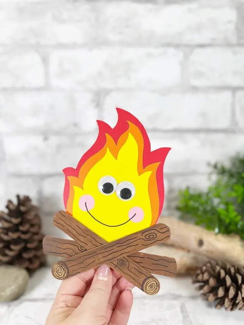 campfire craft using paper and popsicle sticks.