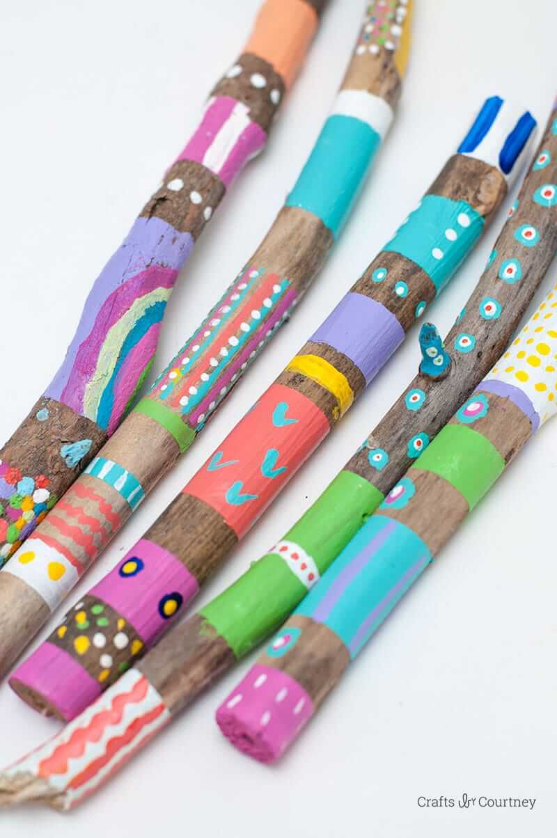 painted sticks nature craft.