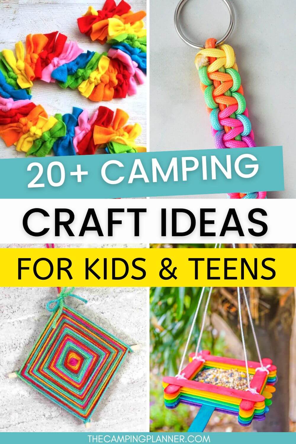 20+ camping craft ideas for kids and teens pinterest image.