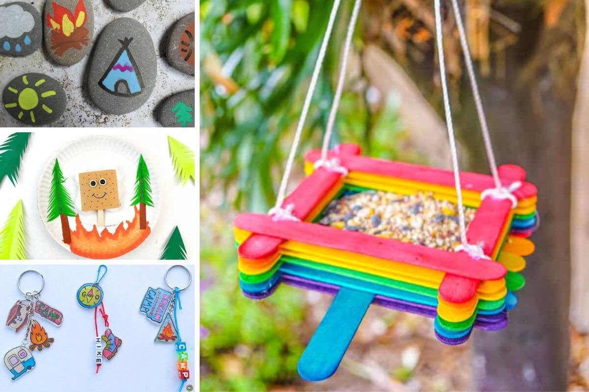 fun camping craft ideas collage.