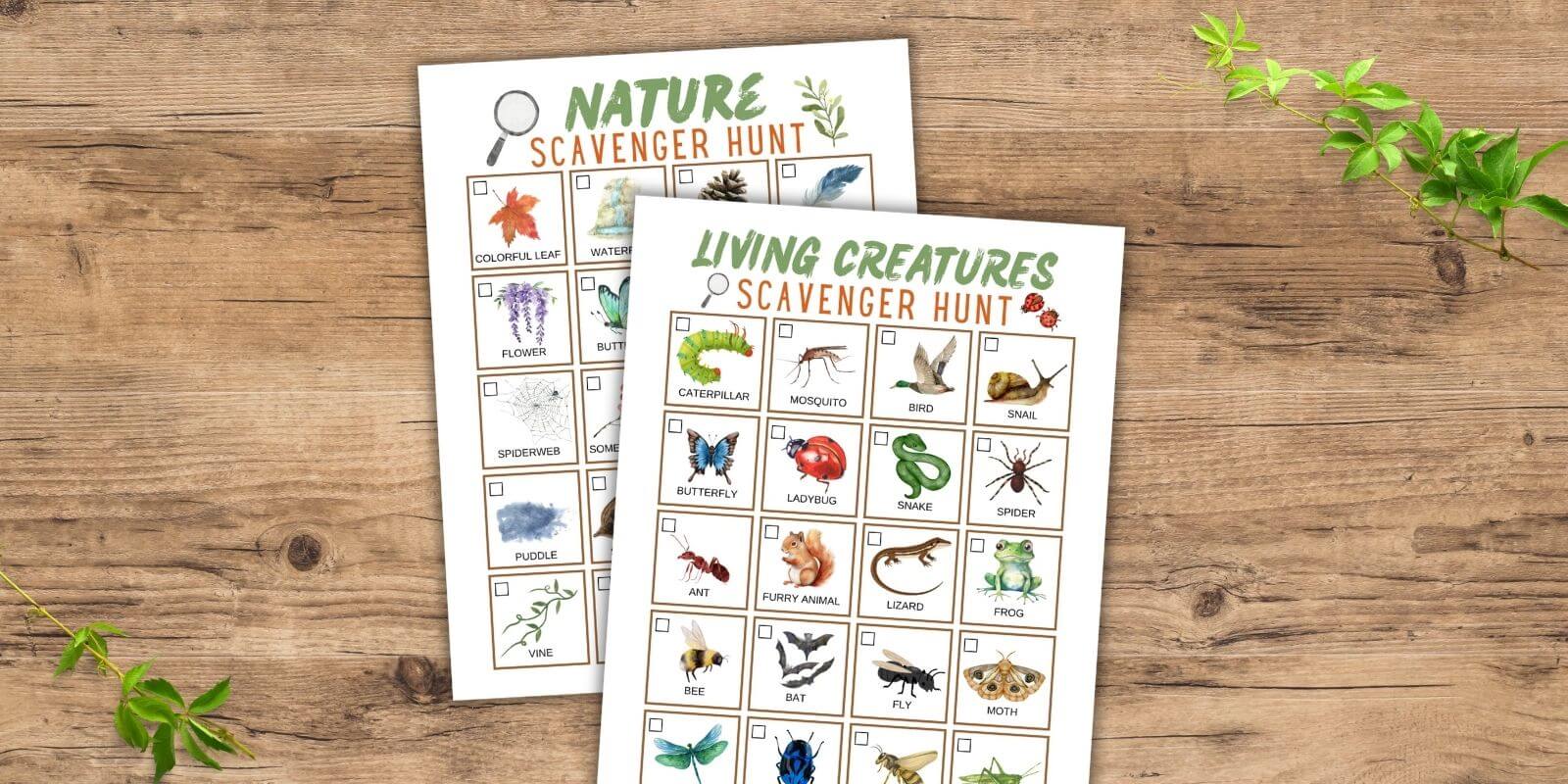 hiking scavenger hunt printables.