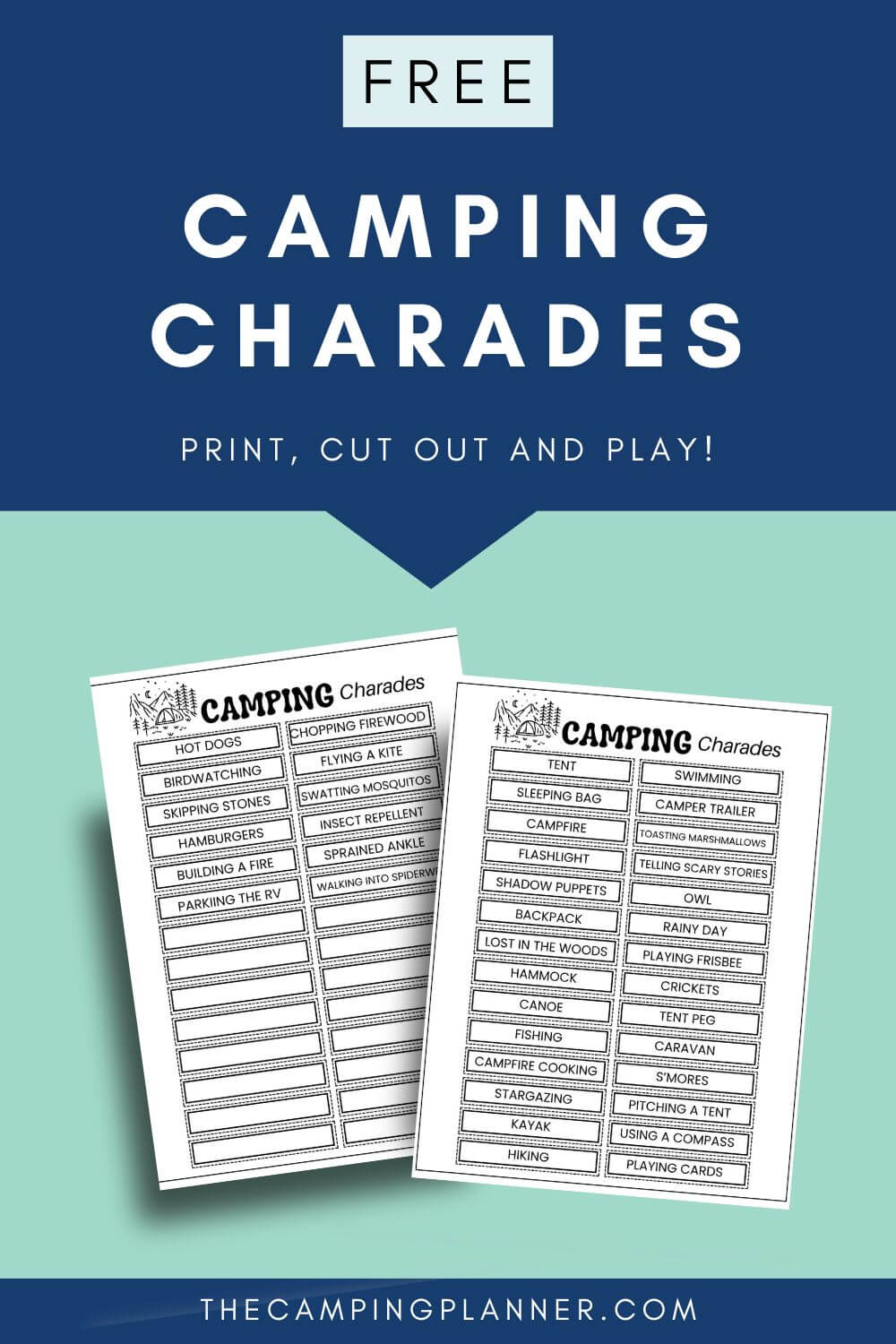 free printable camping charades.