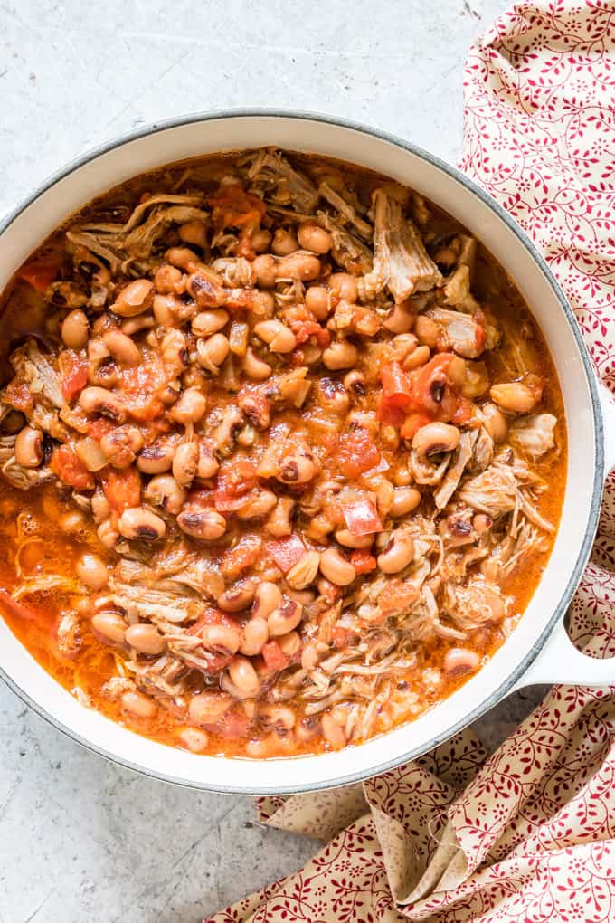 campfire stew in pot.